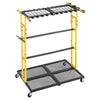 VEVOR Garden Tool Organizer with Wheels, Large Metal Garage Storage Rack, for Rakes/Shovels/Brooms/Long Farming Tools, Yard Utility Holder for Shed/Outdoor/Lawn Organization, Heavy-Duty Steel, Black