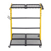 VEVOR Garden Tool Organizer with Wheels, Large Metal Garage Storage Rack, for Rakes/Shovels/Brooms/Long Farming Tools, Yard Utility Holder for Shed/Outdoor/Lawn Organization, Heavy-Duty Steel, Black