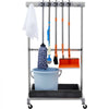 VEVOR Garden Tool Organizer, 10 Slots with Hooks, Yard Tool Tower Rack with Wheels for Garage Organization and Storage, Hold Long-Handled Tool/Rake/Broom, Metal Tool Stand Holder for Shed, Outdoor
