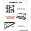 VEVOR Garden Tool Organizer for Corner, 17 Slots, Metal Garage Storage Rack, for Rakes/Shovels/Brooms, Yard Utility Tool Holder for Shed/Outdoor/Lawn Organization, Heavy-Duty Steel, with Hooks, Black