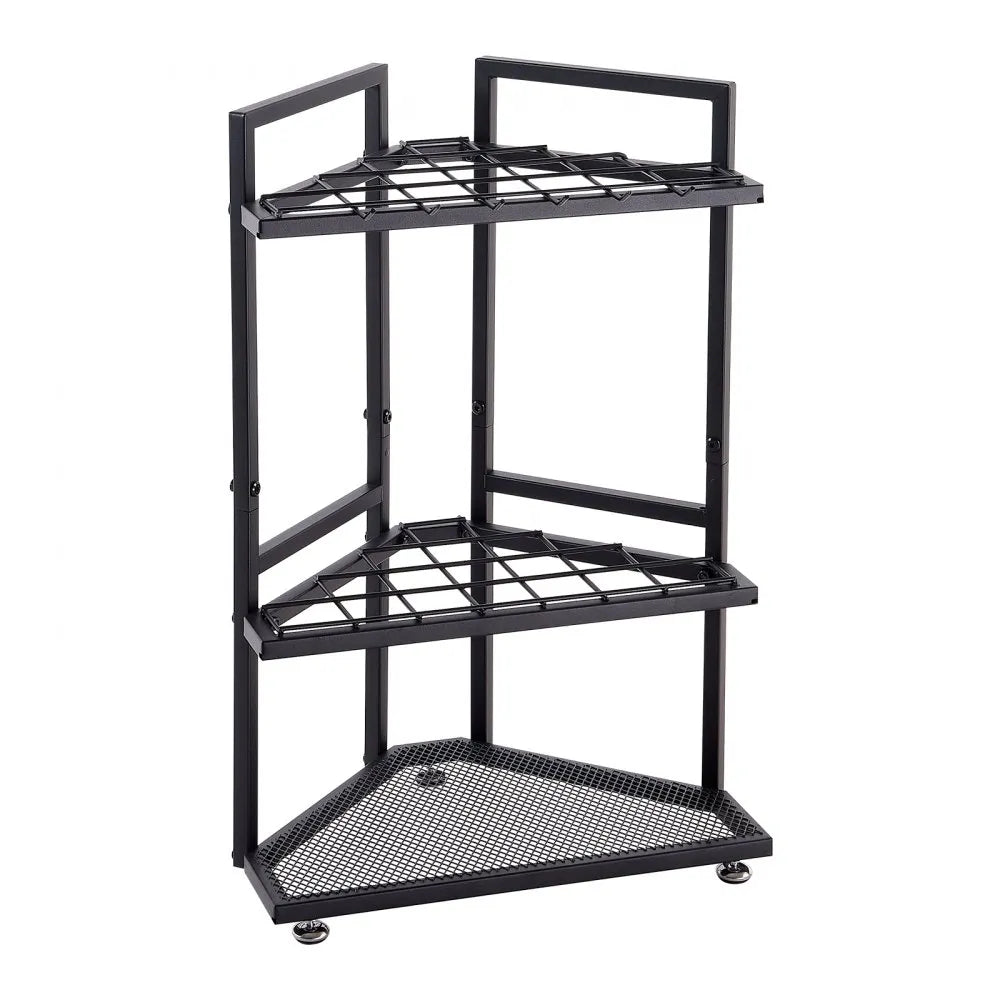VEVOR Garden Tool Organizer for Corner, 17 Slots, Metal Garage Storage Rack, for Rakes/Shovels/Brooms, Yard Utility Tool Holder for Shed/Outdoor/Lawn Organization, Heavy-Duty Steel, with Hooks, Black