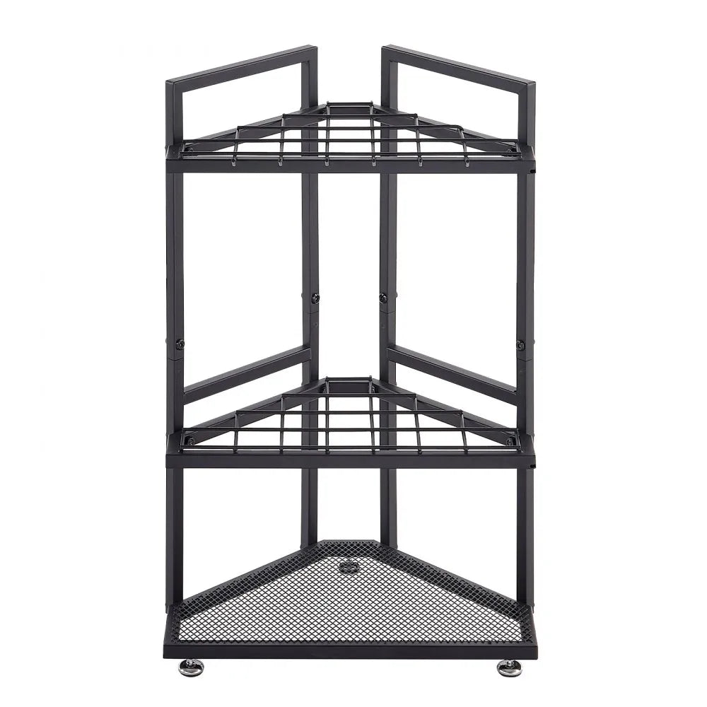 VEVOR Garden Tool Organizer for Corner, 17 Slots, Metal Garage Storage Rack, for Rakes/Shovels/Brooms, Yard Utility Tool Holder for Shed/Outdoor/Lawn Organization, Heavy-Duty Steel, with Hooks, Black
