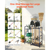 VEVOR Garden Tool Organizer with Guard Rail, 3-Tier Metal Storage Rack, for Rakes/Shovels/Brooms, Yard Utility Holder for Garage/Shed/Outdoor/Lawn Organization, Heavy-Duty Steel, with Hooks, Black