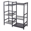 VEVOR Garden Tool Organizer with Guard Rail, 3-Tier Metal Storage Rack, for Rakes/Shovels/Brooms, Yard Utility Holder for Garage/Shed/Outdoor/Lawn Organization, Heavy-Duty Steel, with Hooks, Black