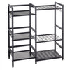 VEVOR Garden Tool Organizer with Guard Rail, 3-Tier Metal Storage Rack, for Rakes/Shovels/Brooms, Yard Utility Holder for Garage/Shed/Outdoor/Lawn Organization, Heavy-Duty Steel, with Hooks, Black