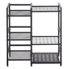 VEVOR Garden Tool Organizer with Guard Rail, 3-Tier Metal Storage Rack, for Rakes/Shovels/Brooms, Yard Utility Holder for Garage/Shed/Outdoor/Lawn Organization, Heavy-Duty Steel, with Hooks, Black
