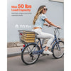 VEVOR Rear Bike Basket, Metal Wire Bicycle Basket with Reflective Tail Light & Waterproof Cover, Durable Bike Back Basket, Fits to Most Rear Bike Racks