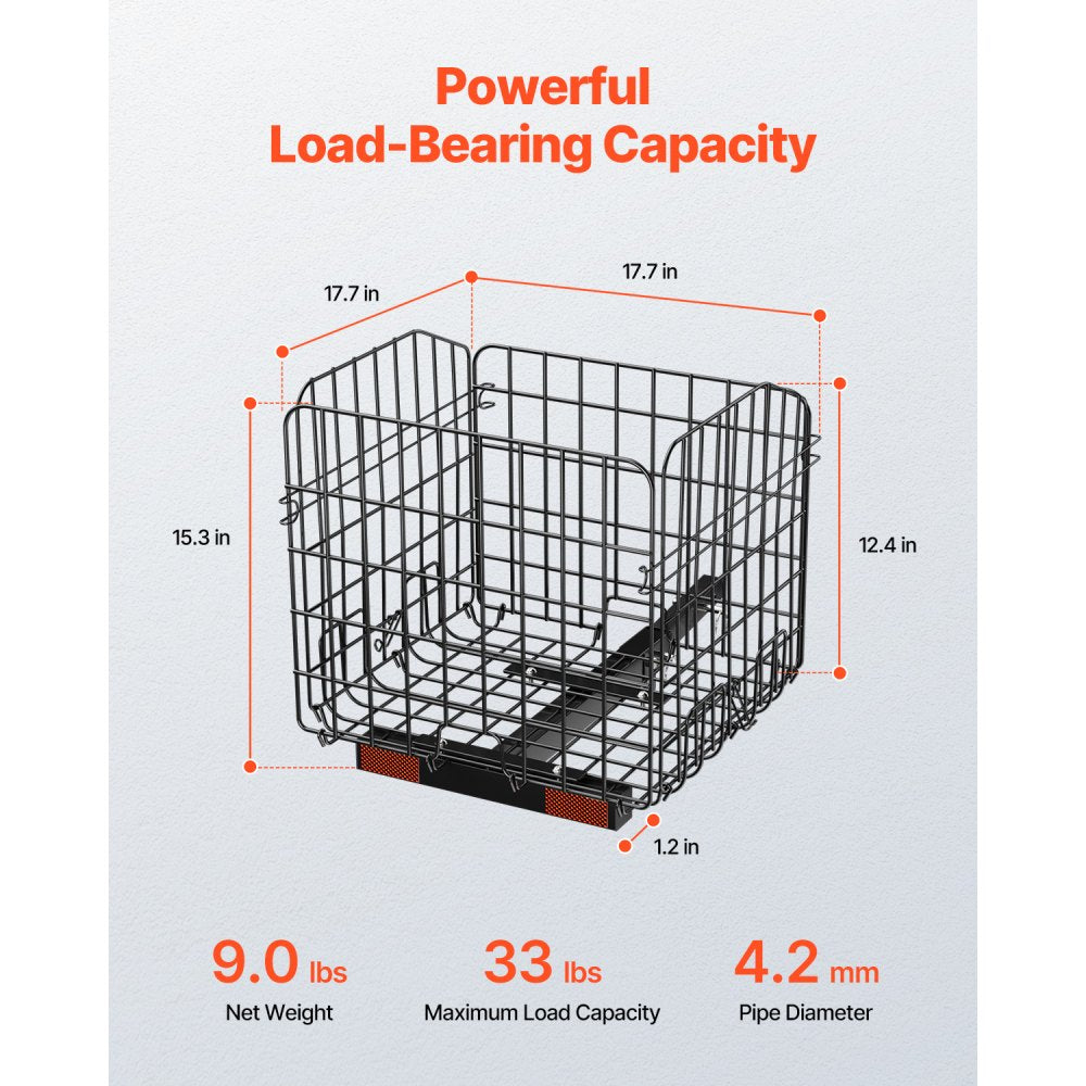 VEVOR Scooter Rear Basket, Folding Metal Wire Basket, Heavy Duty & Spacious Cargo Basket, Works with 1-inch Receiver, Compatible with Most Golden, Drive & Pride Mobility Scooter