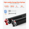 VEVOR Garage Door Torsion Springs, Pair of 0.225 x 2 x 24 in, 16000 Cycles, Electrophoresis Black Coated for Replacement, Garage Door Springs with Non-Slip Winding Bars, Gloves and Mounting Wrench
