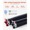 VEVOR Garage Door Torsion Springs, Pair of 0.250 x 2 x 35 in, 16000 Cycles, Electrophoresis Black Coated for Replacement, Garage Door Springs with Non-Slip Winding Bars, Gloves and Mounting Wrench