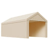 VEVOR Carport Replacement Canopy, 10 x 20 ft Potable Garage Tent Top Tarp with Sidewalls, UV-Resistant & Waterproof, Heavy Duty Car Shelter Tarp with Ball Buggees, Beige, Frame Not Included