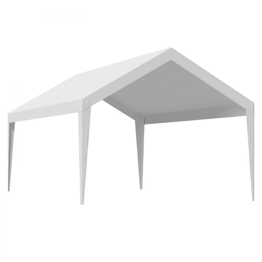 VEVOR Carport Replacement Canopy, 12 x 20 ft Potable Garage Tent Top Tarp, UV-Resistant & Waterproof Car Shelter Tarp, Heavy Duty Car Port Cover with Ball Buggees, White, Frame Not Included