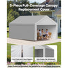 VEVOR Carport Replacement Canopy, 12 x 20 ft Potable Garage Tent Top Tarp with Sidewalls, UV-Resistant & Waterproof, Heavy Duty Car Shelter Tarp with Ball Buggees, Grey, Frame Not Included