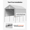 VEVOR Carport Replacement Canopy, 12 x 20 ft Potable Garage Tent Top Tarp with Sidewalls, UV-Resistant & Waterproof, Heavy Duty Car Shelter Tarp with Ball Buggees, Grey, Frame Not Included