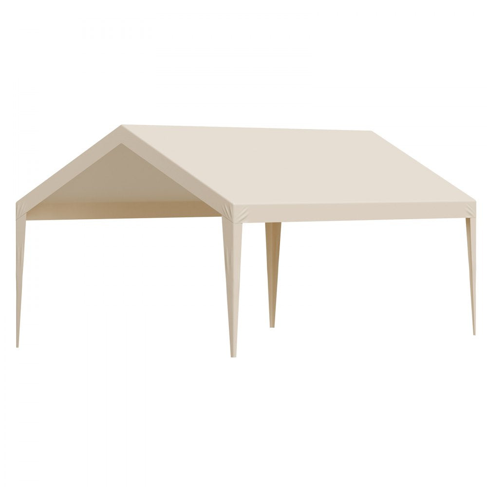 VEVOR Carport Replacement Canopy, 12 x 20 ft Potable Garage Tent Top Tarp, UV-Resistant & Waterproof Car Shelter Tarp, Heavy Duty Car Port Cover with Ball Buggees, Beige, Frame Not Included