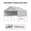 VEVOR Carport Replacement Canopy, 20 x 20 ft Potable Garage Tent Top Tarp with Sidewalls, UV-Resistant & Waterproof, Heavy Duty Car Shelter Tarp with Ball Buggees, Grey, Frame Not Included