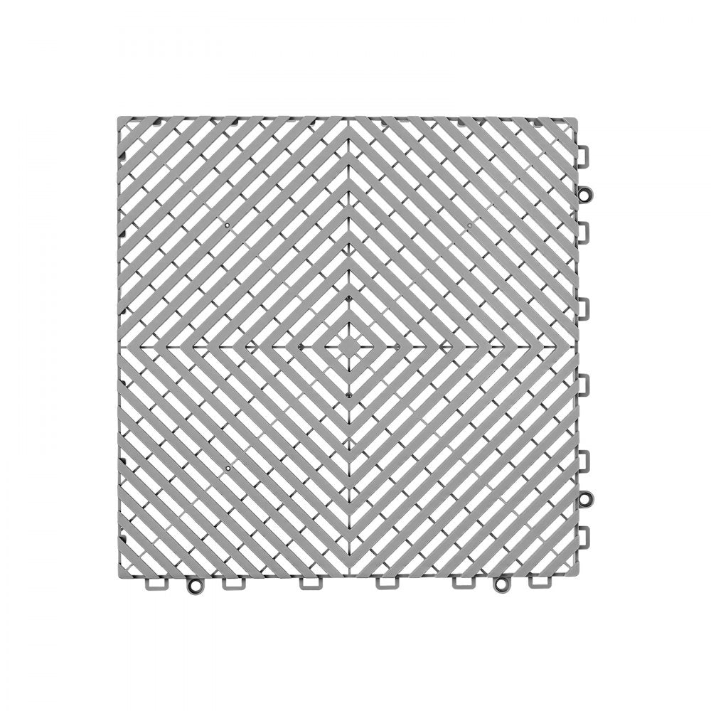 VEVOR Interlocking Drainage Mats 50 Pack 12 x 12 in Light Gray Floor Tiles, for Garages Basements Car Wash Shops, Non-Slip Heavy-Duty PP Modular Interlocking Cushion, 0.6 in Thickened, Easy to Clean
