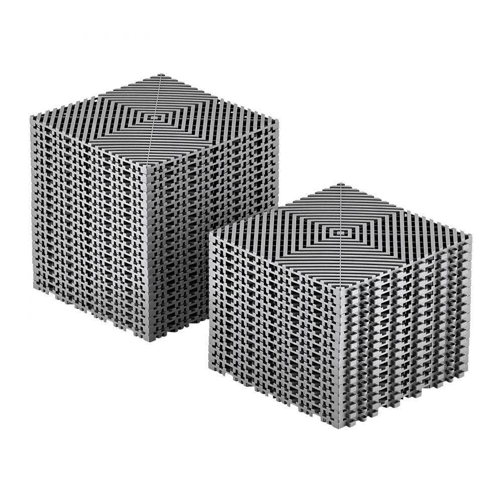 VEVOR Interlocking Drainage Mats 75 Pack 12 x 12 in Dark Gray Floor Tiles, for Garages Basements Car Wash Shops, Non-Slip Heavy-Duty PP Modular Interlocking Cushion, 0.6 in Thickened, Easy to Clean
