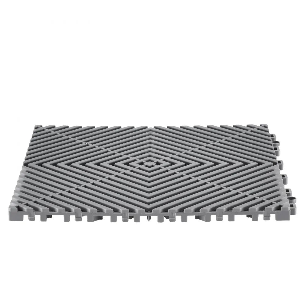 VEVOR Interlocking Drainage Mat, 12” x 12” Modular Interlocking Cushion, 24 Pcs Splicing Drainage Mats, Non-Slip Gray PP Drainage Floor Tile and Shower Mat, for Garage, Garden, Kitchen & Outdoor