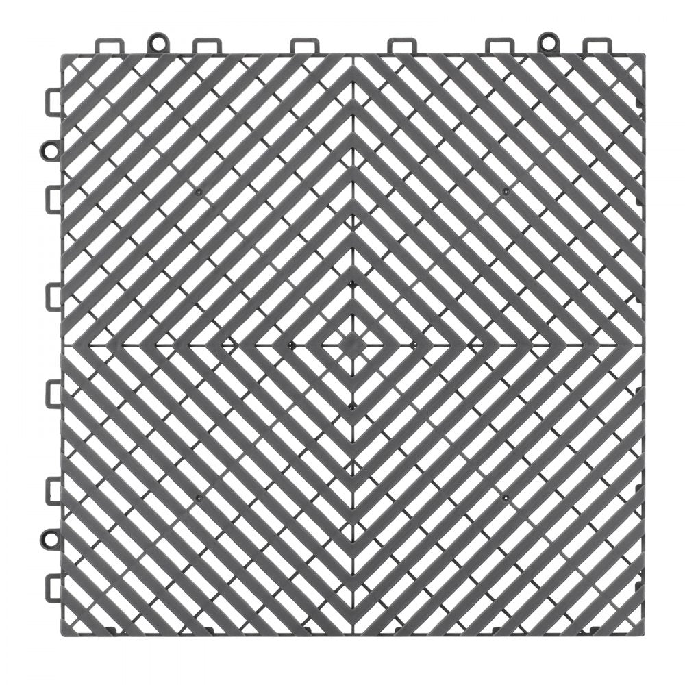 VEVOR Interlocking Drainage Mat, 12” x 12” Modular Interlocking Cushion, 50 Pcs Splicing Drainage Mats, Non-Slip Gray PP Drainage Floor Tile and Shower Mat, for Garage, Garden, Kitchen & Outdoor
