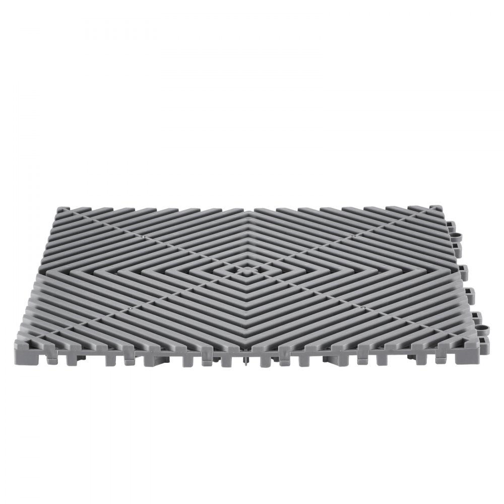 VEVOR Interlocking Drainage Mat, 12” x 12” Modular Interlocking Cushion, 50 Pcs Splicing Drainage Mats, Non-Slip Gray PP Drainage Floor Tile and Shower Mat, for Garage, Garden, Kitchen & Outdoor