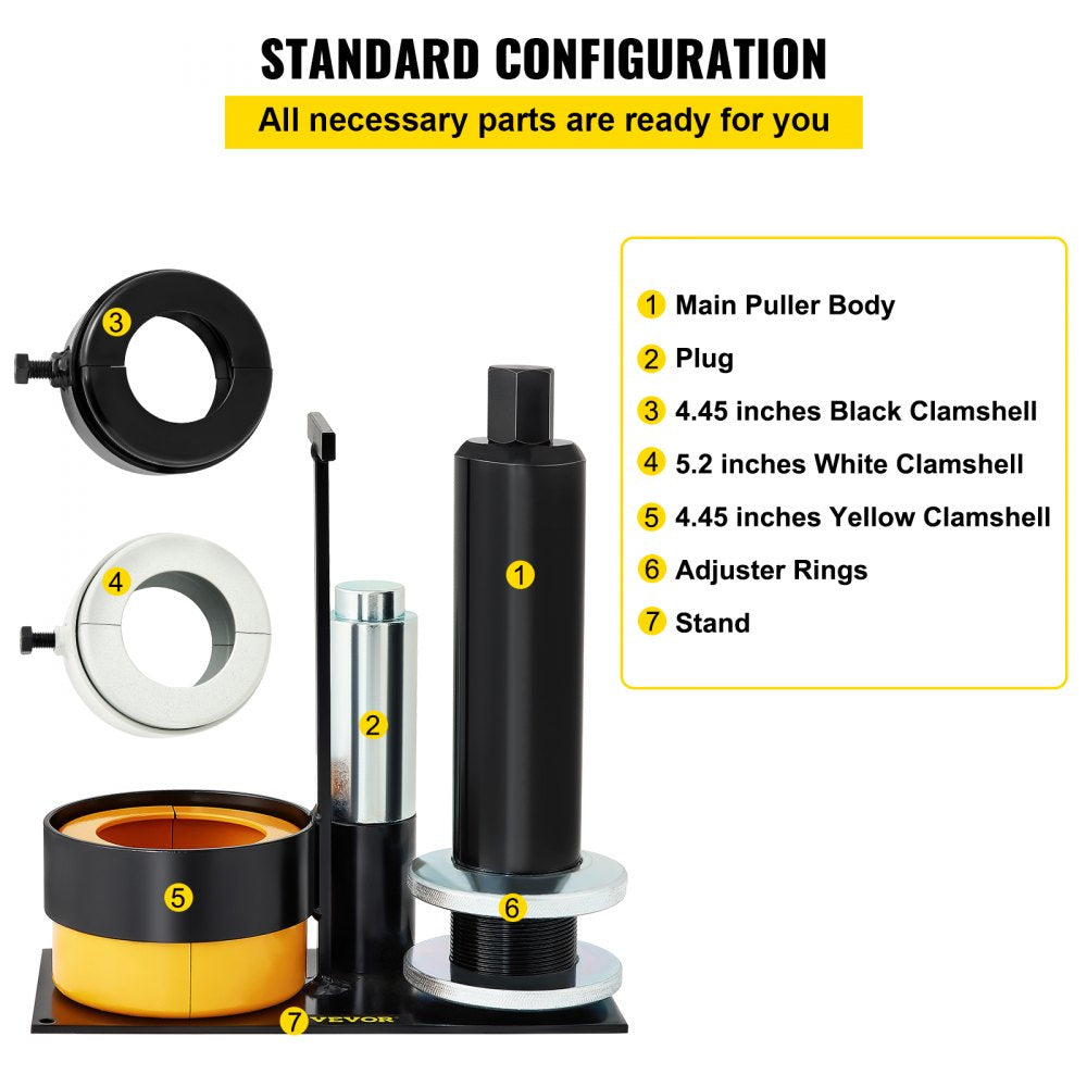 VEVOR Carrier & Pinion Bearing Puller, Compatible with Dana 30,40,50,60,70, 80, Ford 10.25\" Bearings, Pinion Puller Tool with 3 Clamshells, 45# Steel Clamshell Bearing Puller for Auto Repair