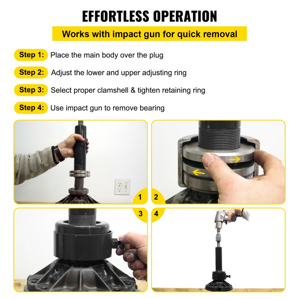 VEVOR Carrier & Pinion Bearing Puller, Compatible with Dana 30,40,50,60,70, 80, Ford 10.25\" Bearings, Pinion Puller Tool with 3 Clamshells, 45# Steel Clamshell Bearing Puller for Auto Repair