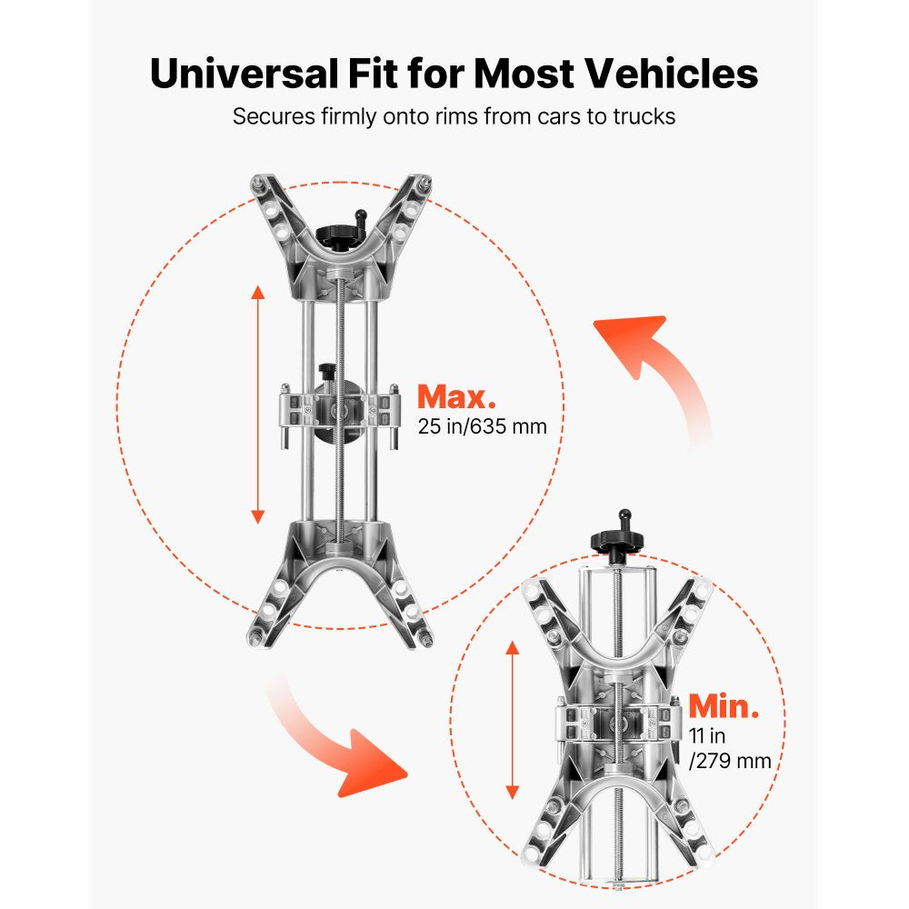 VEVOR Wheel Clamp & Magnetic Adapter, 1 PCS Aluminum Alloy Wheel Alignment Tool for Precise Camber Gauge, Fits 11-25 Inch Rims, Universal Magnetic Gauge Tire Repair Tool for Car Truck SUV Motorcycle