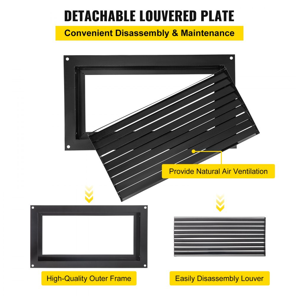 VEVOR Crawl Space Flood Vent, 12\" Height x 20\" Width Foundation Flood Vent, to Reduce Foundation Damage and Flood Risk, Black, Wall Mounted Flood Vent,for Crawl Spaces,Garages & Full Height Enclosur