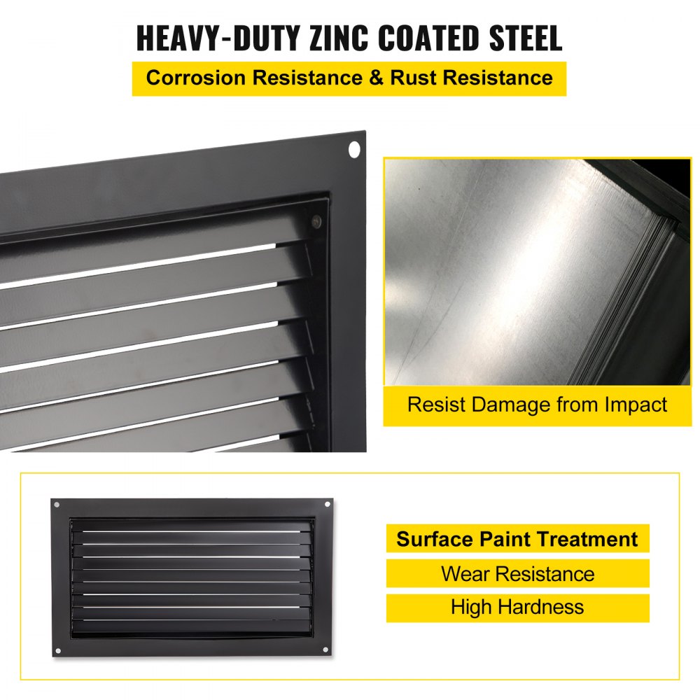 VEVOR Flood Vent, 16\" X 32\" Foundation Flood Vent, to Reduce Foundation Damage and Flood Risk, Black, Wall Mounted Flood Vent, for Crawl Spaces,Garages & Full Height Enclosures (16\" X 32\")
