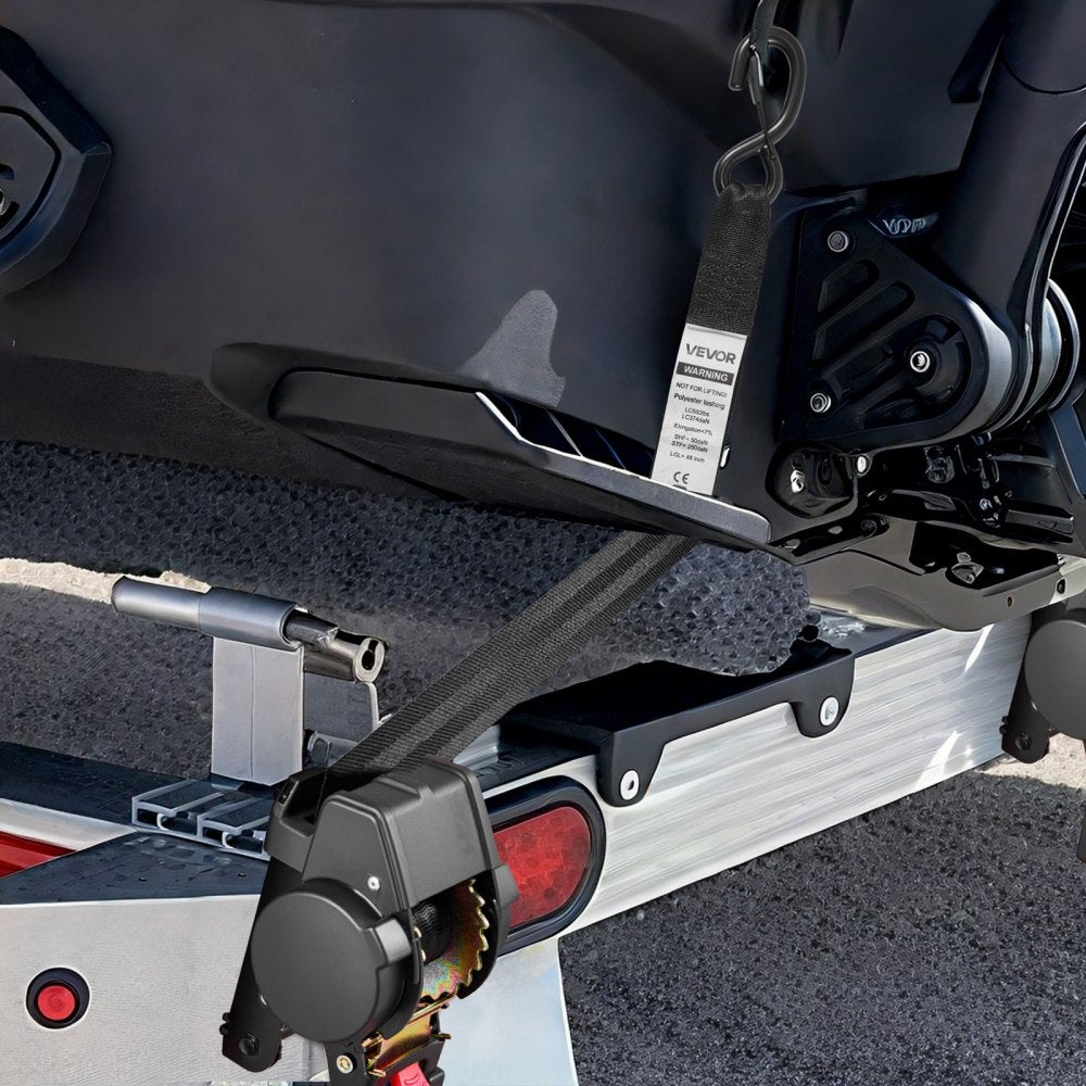 VEVOR Wheel Chock Tie-Down Kit, Fixed Trailer Tie Down Strap, Car Tie Down Kit with S-Hook, Break Strength 1649 lbs & Working Load 550 lbs Motorcycle Tie-Down System for Trailers, Boats, Snowmobiles