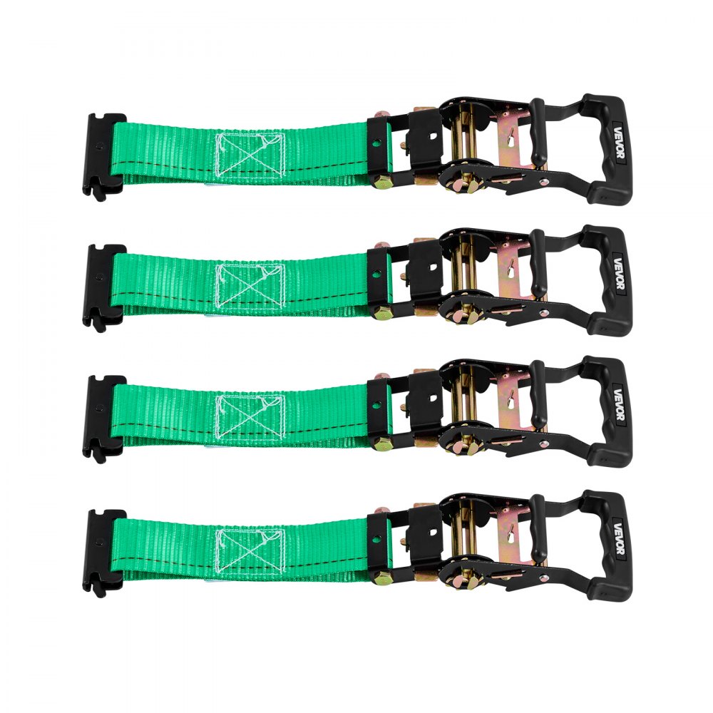 VEVOR Wheel Chock Tie-Down Kit, Chock-Style Trailer Tie Down Strap, Car Tie Down Kit with Buckle, Break Strength 4380 lbs & Working Load 1460 lbs Motorcycle Tie-Down System E-Hooks for ATVs, UTVs