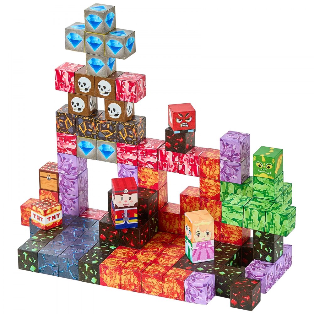 VEVOR Magnetic Blocks, 100 PCS Dark Castle Set, Magnetic Building Cubes for Kids, STEM Montessori Sensory Toys for Christmas Birthday Gift, Construction Stacking Toy for 3+ Years Old Boys & Girls