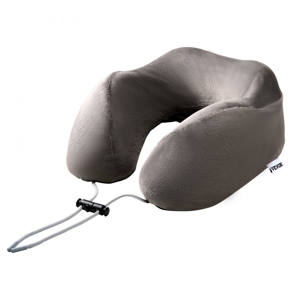 VEVOR Travel Pillow, Neck Pillow for Traveling, Upgraded Bamboo Charcoal Memory Foam Travel Neck Pillow with Eye Mask, Earplugs and Storage Bag, Suitable for Plane Car Home Recliner Use(Dark Gray)