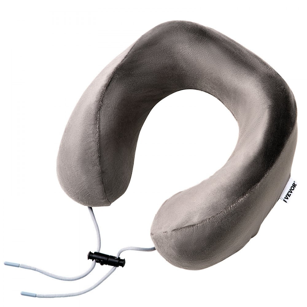 VEVOR Travel Pillow, Neck Pillow for Traveling, Upgraded Bamboo Charcoal Memory Foam Travel Neck Pillow with Eye Mask, Earplugs and Storage Bag, Suitable for Plane Car Home Recliner Use(Dark Gray)