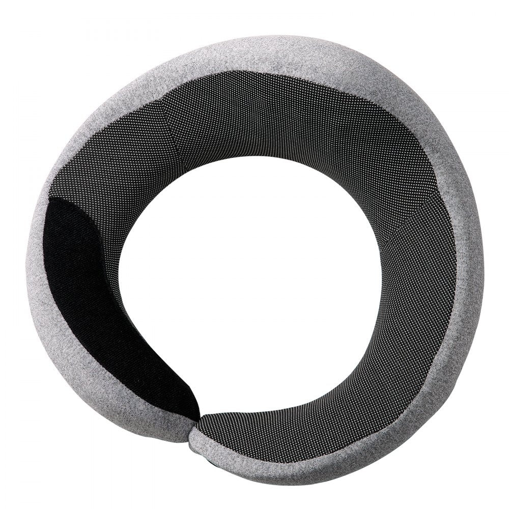VEVOR Travel Pillow, Double-Layered 3D Support Neck Pillow for Traveling, 360° Flexible Rotation Upgraded Memory Foam Travel Neck Pillow with Eye Mask, Earplugs, Earplug Case, Storage Bag(Black-Gray)