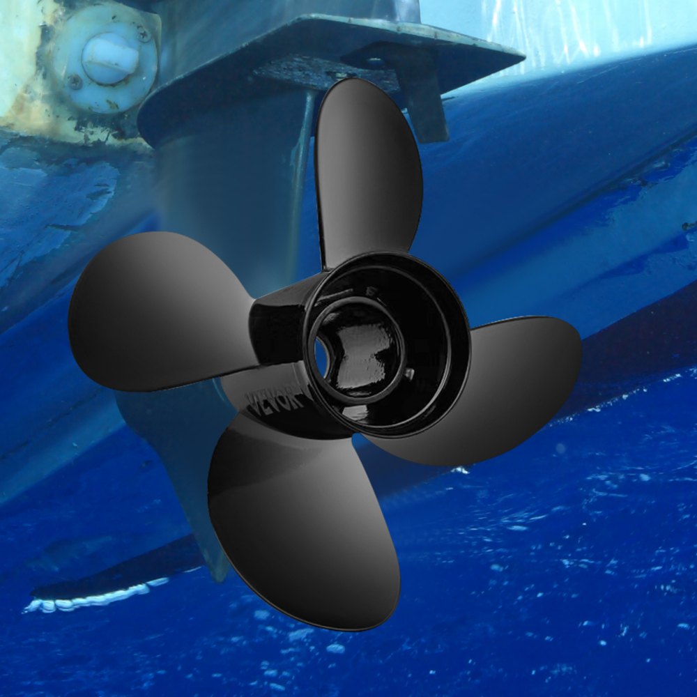 VEVOR Outboard Propeller, Replace for OEM 48-8M8026630, 4-Blade 10.3\" x 13\" Aluminum Boat Propeller, Compatible with Mercury Mariner 25HP Bigfoot/Command Thrust 60Hp Outboard, 13 Tooth Splines, RH