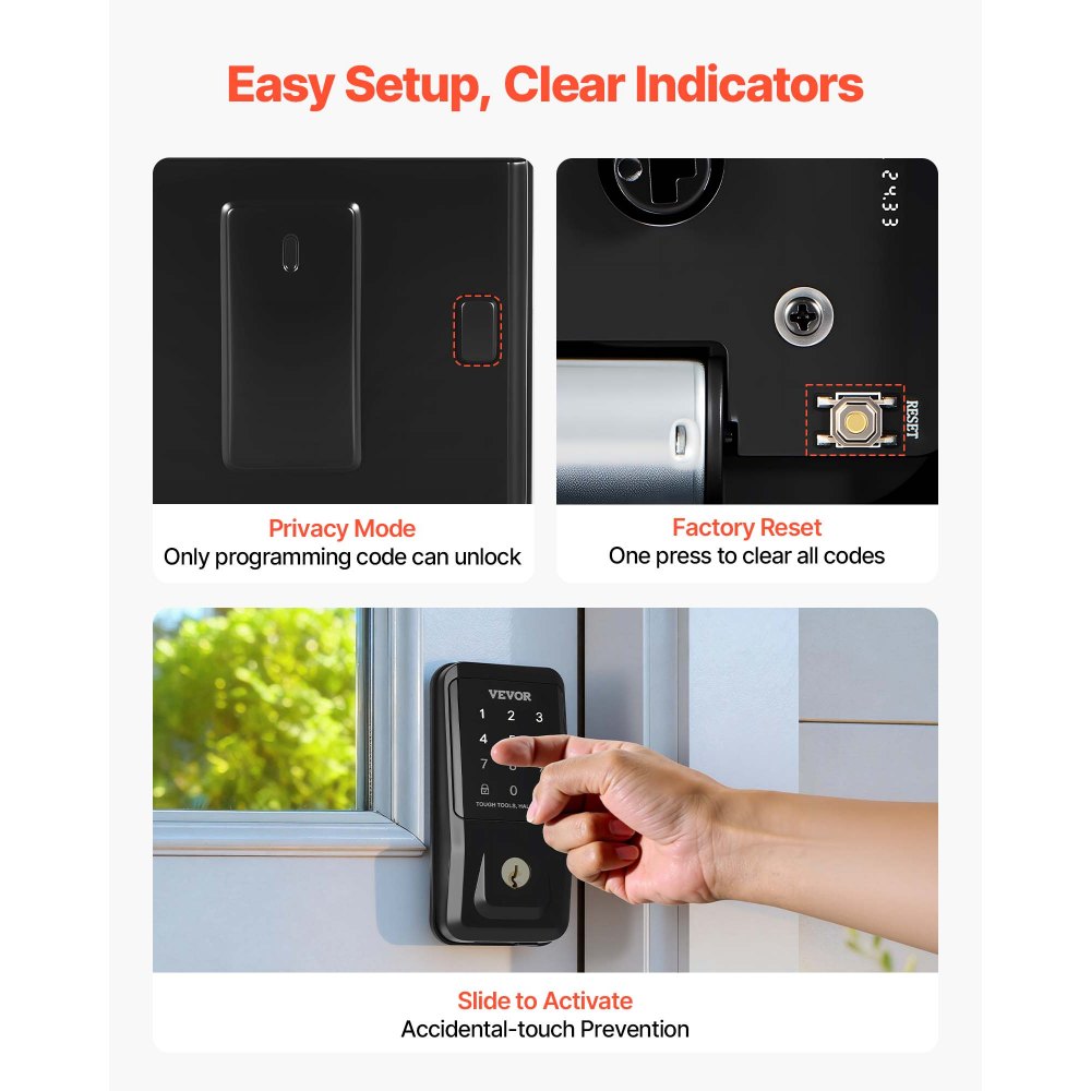 VEVOR Keyless Entry Door Lock, Touchpad Electronic Deadbolt with IC Card, Customizable User Codes, Keyed Entry, Auto Lock, Anti-Peeking Password, Backlit, Easy Installation, for Home, Matte Black