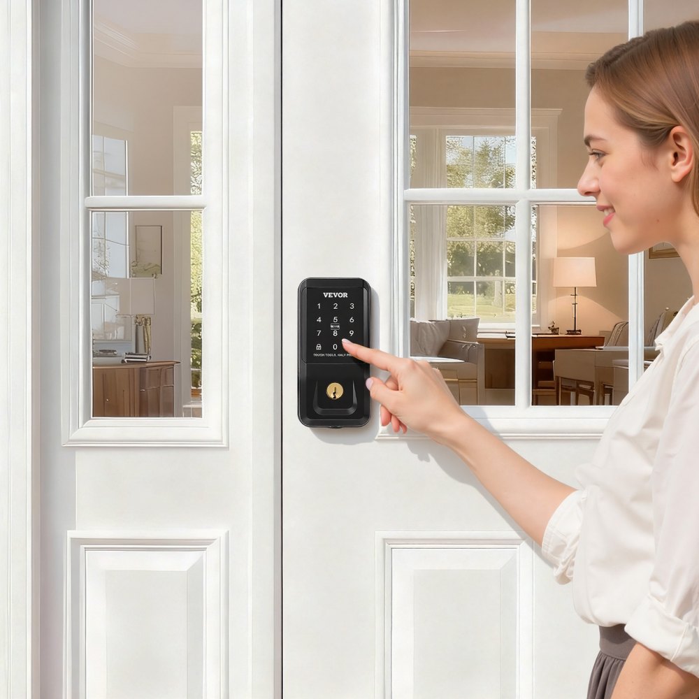 VEVOR Keyless Entry Door Lock, Touchpad Electronic Deadbolt with IC Card, Customizable User Codes, Keyed Entry, Auto Lock, Anti-Peeking Password, Backlit, Easy Installation, for Home, Matte Black