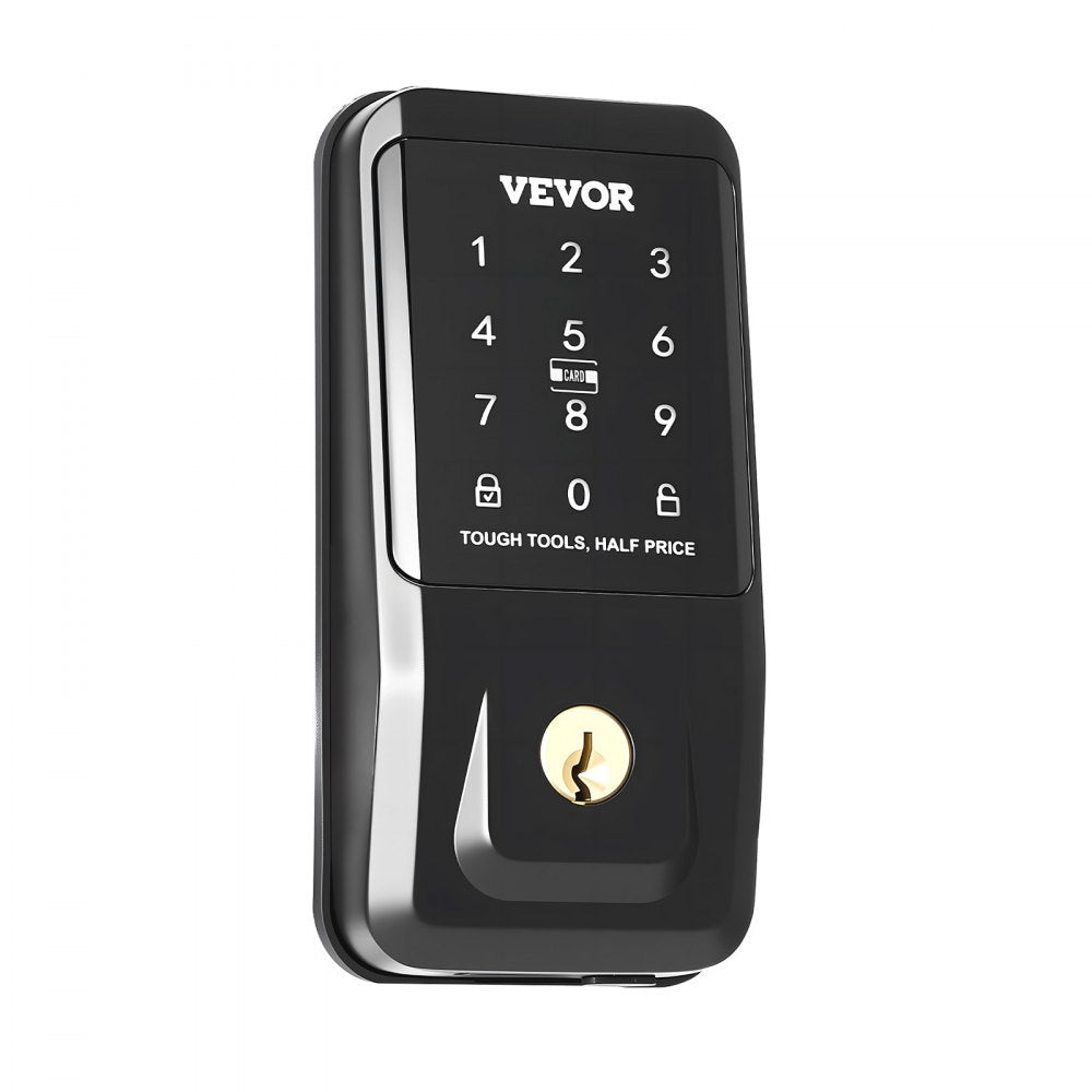 VEVOR Keyless Entry Door Lock, Touchpad Electronic Deadbolt with IC Card, Customizable User Codes, Keyed Entry, Auto Lock, Anti-Peeking Password, Backlit, Easy Installation, for Home, Matte Black
