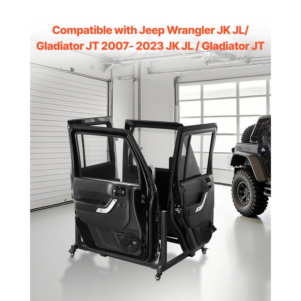 VEVOR Jeep Door Storage Cart, 4 Doors Moveable Storage Cart Rack with Thickened Rubber Cushion, Sturdy Car Door Holder Cart Fit for Jeep Wrangler JK JL/Gladiator JT 2007- 2023 JK JL / Gladiator JT