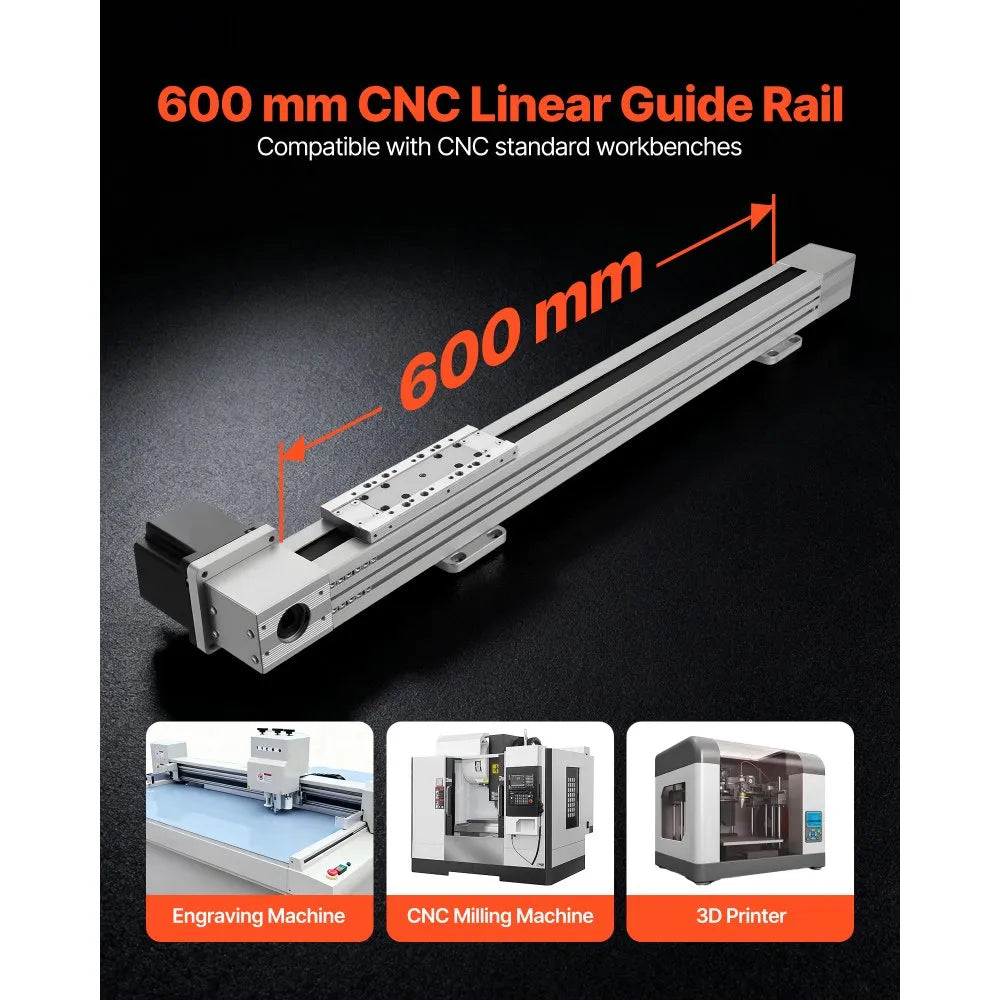 VEVOR Linear Guide Rail, Belt Drive, CNC Linear Motion Stage Actuator, with Nema34 Stepper Motor, 600 mm Stroke Work Size, High Speed Motorized, for Engraving Machine, CNC Milling Machine, 3D Printer