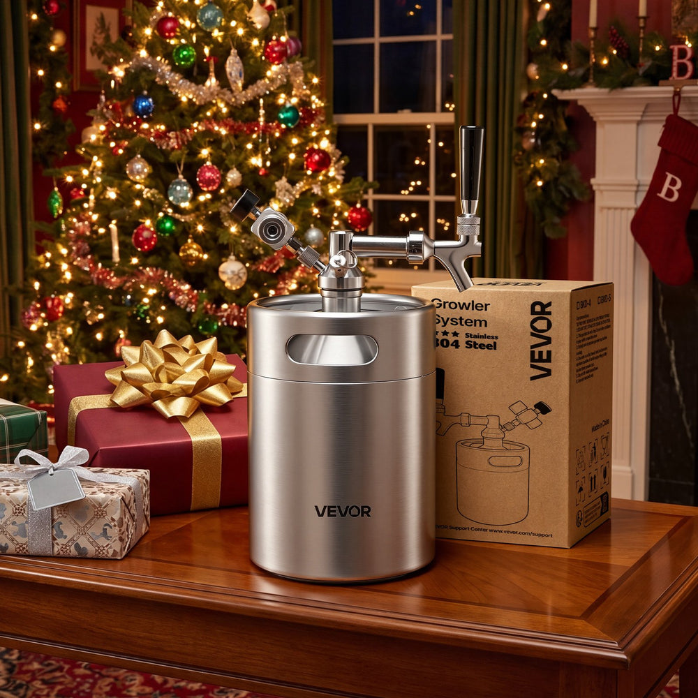 VEVOR 128oz Mini Keg, Pressurized Growler Tap System, 304 Stainless Steel Beer Kit, with Co2 Regulator, Self-Closing Faucet, Keeps Fresh and Carbonation for Homebrew, Craft and Draft Beer