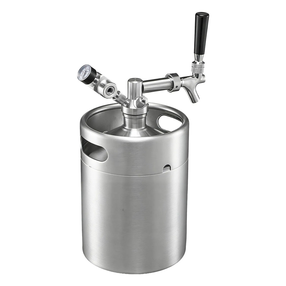 VEVOR 128oz Mini Keg, Pressurized Growler Tap System, 304 Stainless Steel Beer Kit, with Co2 Regulator, Self-Closing Faucet, Keeps Fresh and Carbonation for Homebrew, Craft and Draft Beer
