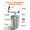 VEVOR 170oz Mini Keg, Pressurized Growler Tap System, 304 Stainless Steel Beer Kit, with Co2 Regulator, Self-Closing Faucet, Keeps Fresh and Carbonation for Homebrew, Craft and Draft Beer