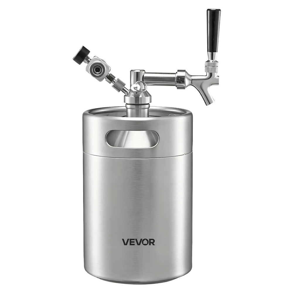 VEVOR 170oz Mini Keg, Pressurized Growler Tap System, 304 Stainless Steel Beer Kit, with Co2 Regulator, Self-Closing Faucet, Keeps Fresh and Carbonation for Homebrew, Craft and Draft Beer