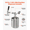 VEVOR 64oz Mini Keg, Pressurized Growler Tap System, 304 Stainless Steel Beer Kit, with Co2 Regulator, Self-Closing Faucet, Keeps Fresh and Carbonation for Homebrew, Craft and Draft Beer