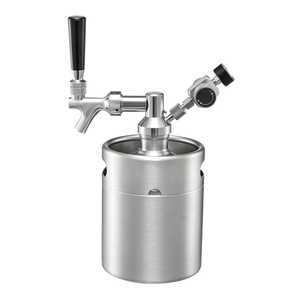 VEVOR 64oz Mini Keg, Pressurized Growler Tap System, 304 Stainless Steel Beer Kit, with Co2 Regulator, Self-Closing Faucet, Keeps Fresh and Carbonation for Homebrew, Craft and Draft Beer