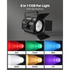 VEVOR Stage Light with Barn Doors, 200 W 6 in 1 COB Par Light RGBWA-U-V, Spotlight for Event, Wedding, Church, Theater, Bar, Concert, Auto/DMX/Master-Slave/Sound Control, Signal Cable & Power Cord