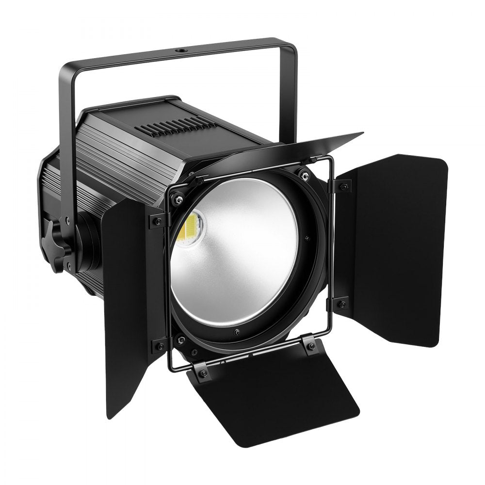 VEVOR Stage Light with Barn Doors, 200 W COB Par Light Cool and Warm White, Spotlight for Event, Wedding, Church, Theater, Bar, Auto/DMX/Master-Slave/Sound Control, Signal Cable & Power Cord Included